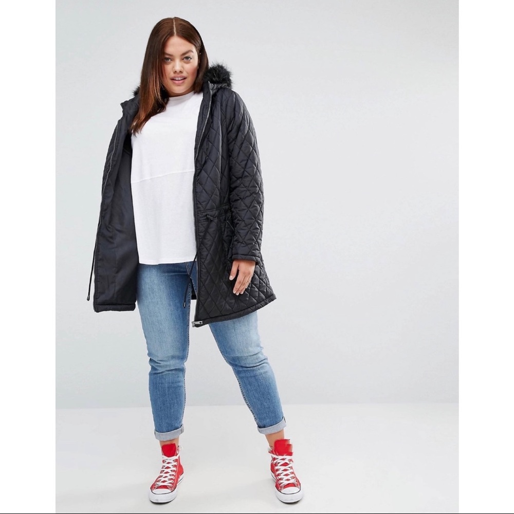ASOS Curve New Look Quilted Hooded Jacket